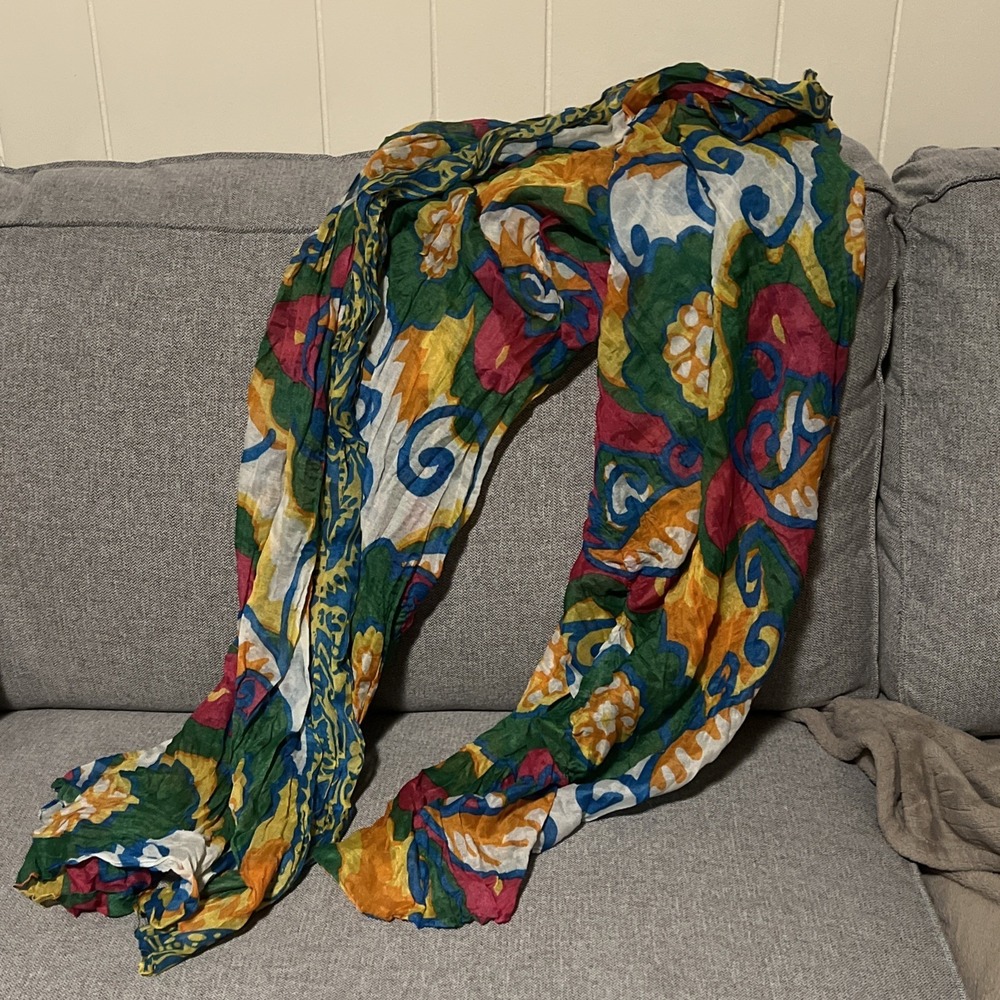 Women's KARMA Bright Colorful Floral Pattern Scarf Coastal Vacation‎